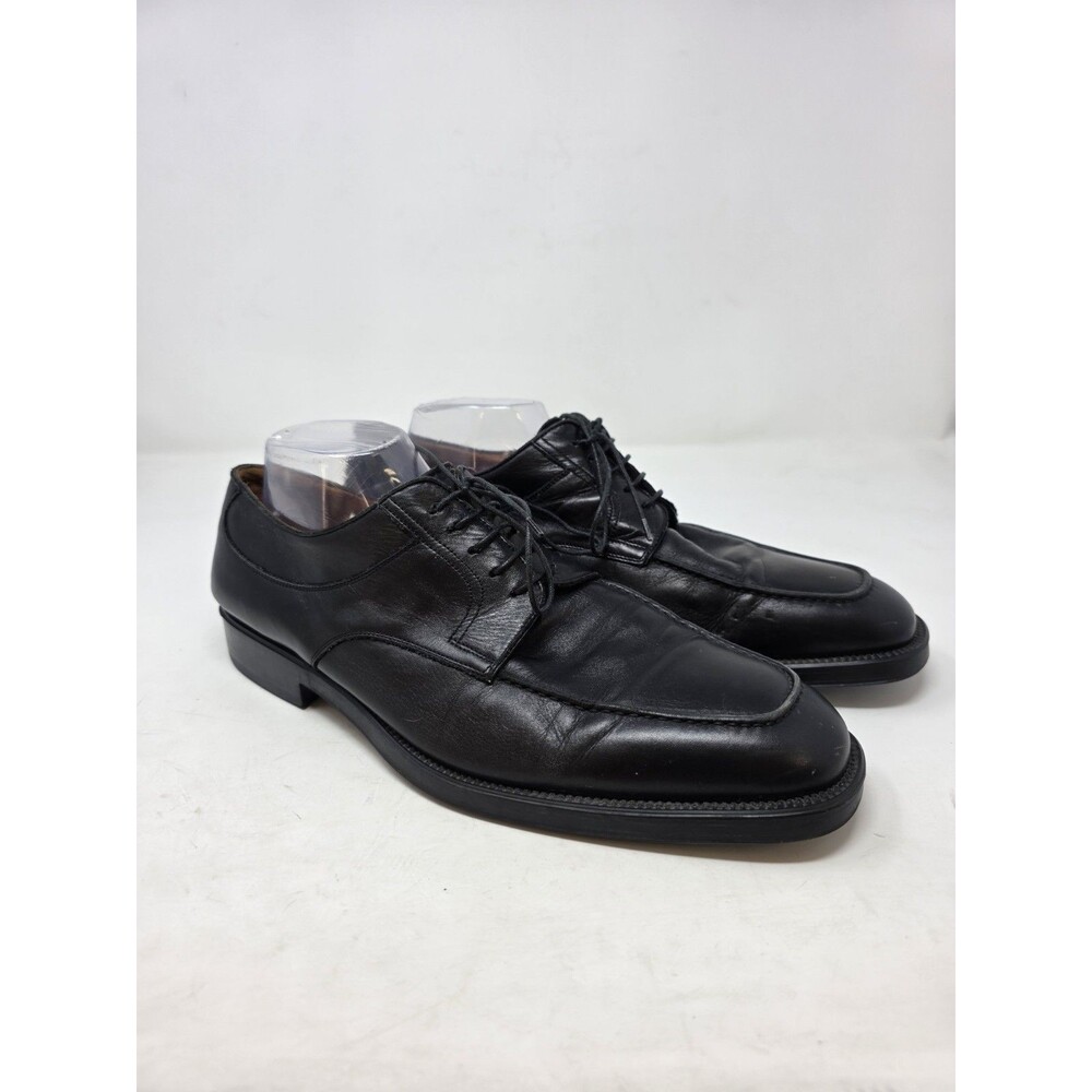 Santoni Nuvola Italy Black Leather Apron Toe Bluchers Men’s Shoes 11.5D